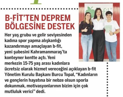 bfit'ten Deprem Bölgesine Destek