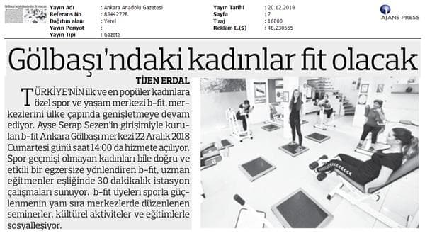 Gölbaşı'ndaki Kadınlar Fit Olacak/ANKARA ANADOLU GAZETESİ