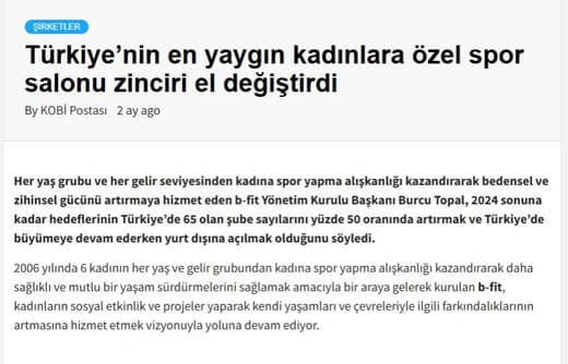Türkiye’nin en yaygın kadınlara özel spor salonu zinciri el değiştirdi