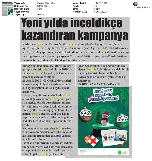 Yeni Yılda İnceldikçe Kazandıran Kampanya/Kayseri Star Haber