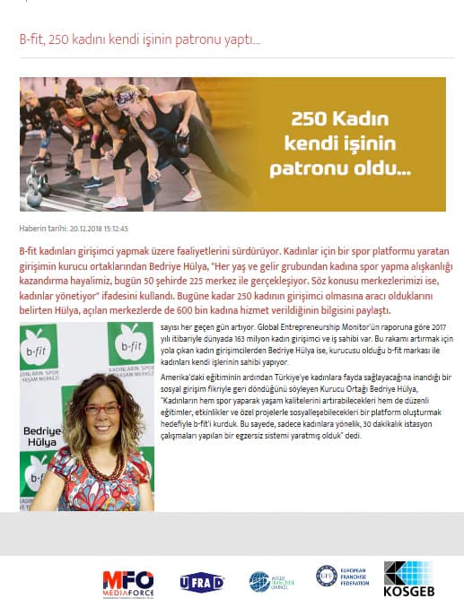 b-fit 250 Kadını Kendi işinin Patronu Yaptı/BAYİMOLURMUSUN