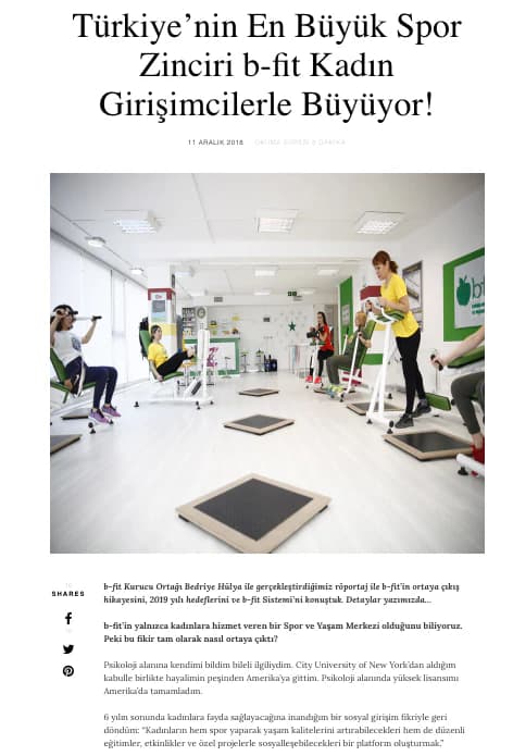 Türkiye'nin en büyük spor zinciri bfit Kadın girişimcilerle büyüyor/AYSHA Dergisi